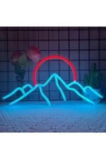 Dağ ve Güneş Neon Led Tabela Dekoratif Aydınlatma