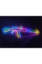 Ak-47 Silah Keleş neon tabela dekorasyon(85x30cm)