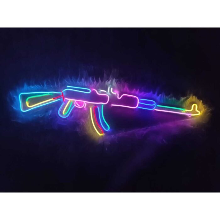 Ak-47 Silah Keleş neon tabela dekorasyon(85x30cm)