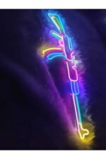 Ak-47 Silah Keleş neon tabela dekorasyon(85x30cm) - Görsel 2