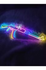 Ak-47 Silah Keleş neon tabela dekorasyon(85x30cm) - Görsel 3