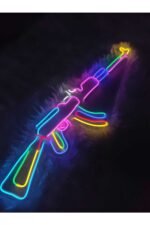 Ak-47 Silah Keleş neon tabela dekorasyon(85x30cm) - Görsel 5