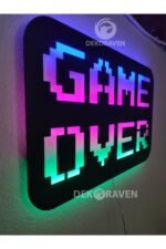 Game Over Led Işıklı Ahşap Tablo - Görsel 3
