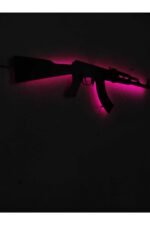 Ak-47 Silah Led Işıklı Ahşap Tablo - Görsel 3