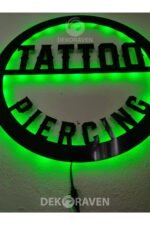 Tatto & Piercing Led Işıklı Ahşap Tablo Iç Mekan Tabela - Görsel 4