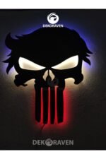 Punisher Led Işıklı Ahşap Tablo - 55 X 40 Cm - Görsel 4