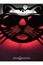 Cool Kedi Led Işıklı Ahşap Tablo - Görsel 3