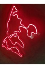 Dünya Haritası Neon Tabela Neon Led Dekoratif Duvar Aydınlatması Neon Duvar Dekorasyonu 66x38cm - Görsel 3