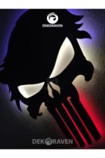 Punisher Led Işıklı Ahşap Tablo - 55 X 40 Cm - Görsel 5