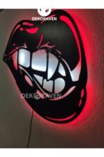 Dudak Led Işıklı Ahşap Tablo -40x54 - Görsel 4