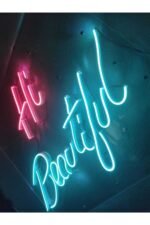 Hi Beautiful Neon Led Dekoratif Duvar Aydınlatması Neon Duvar Yazısı - Görsel 5