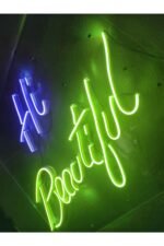 Hi Beatiful Neon Led Dekoratif Duvar Aydınlatması Neon Duvar Yazısı - Görsel 5