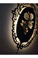 Gül Dekoratif Led Işıklı Ahşap Tablo - Görsel 5