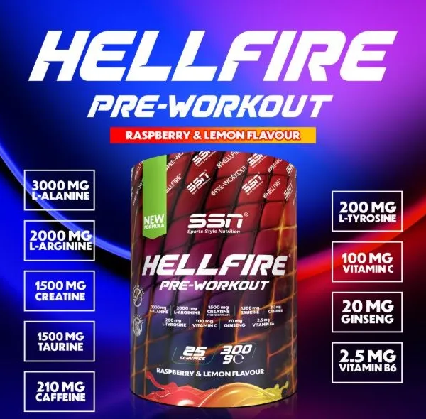 SSN Sports Style Nutrition HellFire 300 Gr (Ahududu Limon) Pre Workout